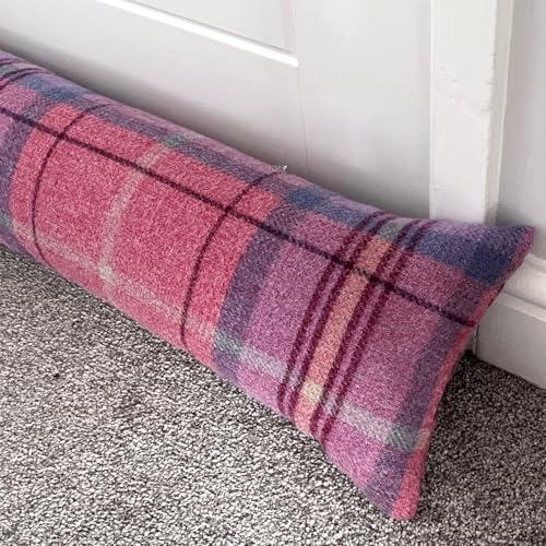 Snugglemore Draught Excluder Tartan Tweed Various Designs Door Window Draught Cushion Guard (Bichon Pink, One Size)