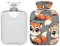 Cute Fox Wärmflasche mit Bezug, Wärmbeutel zur Linderung von Menstruationskrämpfen, Hand- und Fußwärmer, 1 l, Grau