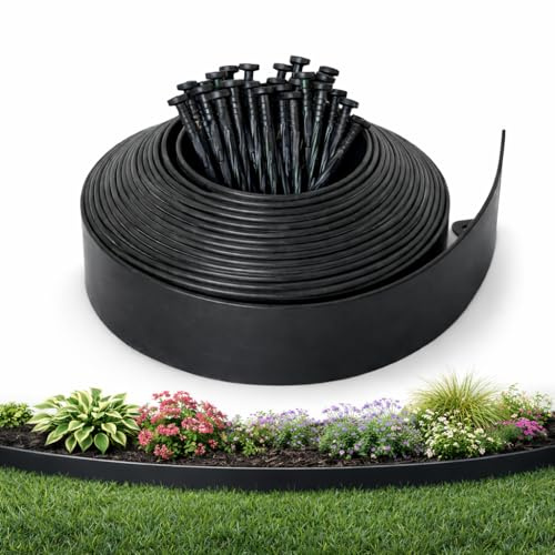 Gardzen Landscape Edging Kit, 40-Foot Long, 3-Inch Tall, No Dig Garden Edging Border for Flower Beds, Tree Rings, Pathways, Includes 40 Spikes