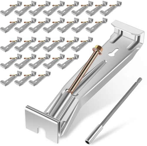 Deuson 30Pcs Gutter Hanger 5 Inch Aluminum Alloy Hidden Rain Gutter Bracket Quick Screw Gutter Clip with Pre Inserted Screw Gutter Hanger Bracket Gutter Support Bracket Fastener for Gutter(Silver)