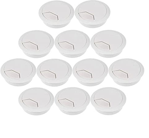 XLANDALYUEFA Passe-câble de Bureau Passe-câble de Table, 10/12 pièces, Cache-Trou de câble for Ordinateur de Bureau, diamètre 50 mm(White 50mm 12pcs)