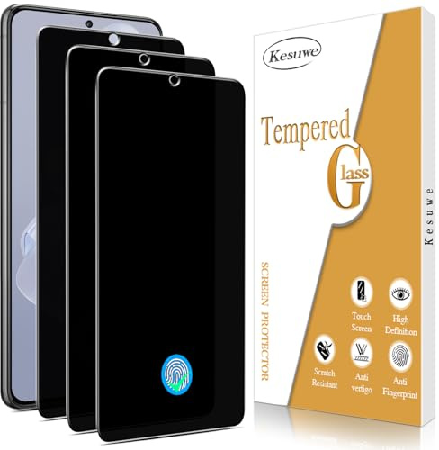 Kesuwe [3 Pièces] Verre Trempé Anti-Espion pour Samsung Galaxy S22 Plus, Anti-Spy Film Protection écran, Compatible Empreinte Digitale ID, Dureté 9H, Anti Rayures, Sans Bulles