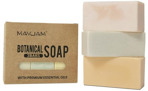 MAYJAM Olivenölseife Dusch Seife, Naturseife mit Kokosöl, Sheabutter, Ätherisches Öl, Teebaumöl Feste Seife, Gesichtsseife/Körperseife/Haarseife/Handseife, Sanfte Reinigung, Bar Soap 3 x 100g
