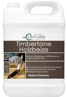 Contura Holzbeize Timbertone Holzfarbe Tischler Positiv Beize Holz Farbe Wasserbeize Modern Parkett Möbel (Gustav - Eiche hell modern, 5 Liter)