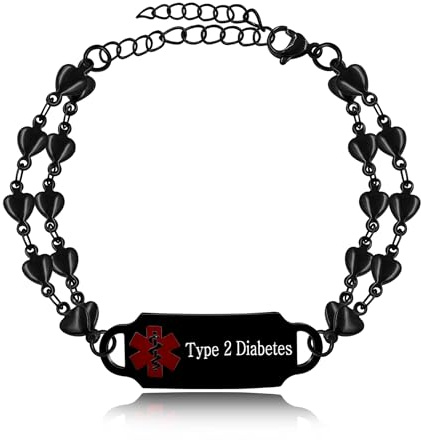 Oneress Medizinisches Notfallarmband Damen Herzgliederkette Edelstahl Personalisierbar Chic Ideal Für Medizinische Notfälle YA5198