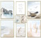 ARTFAVES® Poster Set - North Sea Magic - mehrteilige Wanddeko Wohnzimmer & Schlafzimmer - 8 moderne Wandbilder nordsee, strand, maritim, küste, sommer, blau, hellblau, meer - mit Rahmen Gold