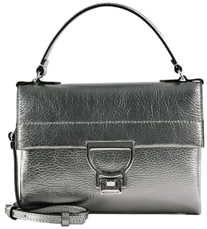 Coccinelle Leder Handtasche Umhängetasche Arlettis Handbag Steel silberfarben