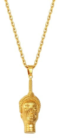 LCHJX Neue 2025 Ankunft afrikanischer Ife King -Kopf Nigeria Ethnische Ornament Anhänger Halsketten Schmuck Afrika mit für Sie Accessoires Trendy Kreatives Geschenk