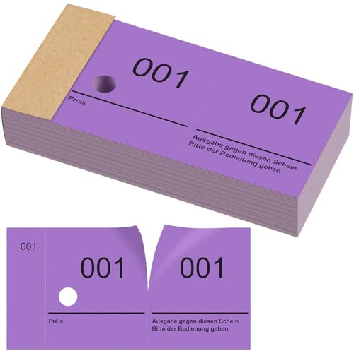 Nezyo Doppelnummern Blöcke 1-100 Tombola Lose mit Zahlen, Lila | Bloques de Números, 10 cm x 5 cm, para Guardarropas, Sorteos, Eventos, Fiestas, Ferias y Catering