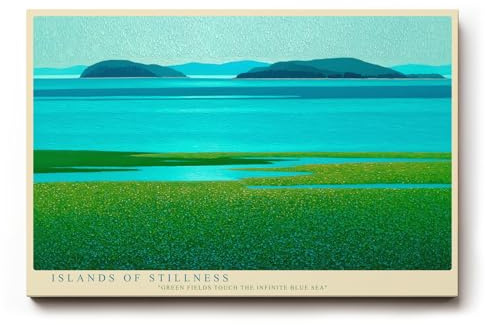 Paul Sinus Wandbild 60x40cm Islands of Stillness – Friedvolle Meereslandschaft in Blau und Grün, inspiriert von Ruhe, Weite und natürlicher Harmonie