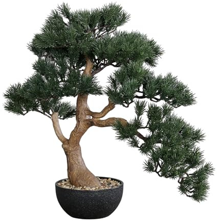 Bonsai Japanische Pinie 50x52x36cm in schwarzer Dekoschale DP künstlicher Baum Kunstbaum Kunstpflanzen