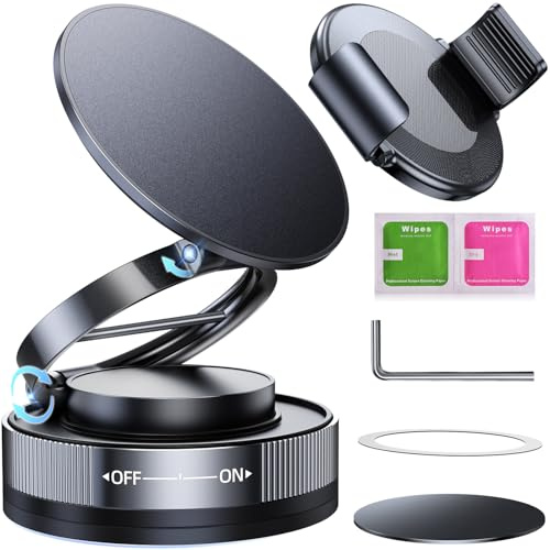 Rivchron 2-in-1 Handyhalterung Auto Magnet kompatibel mit MagSafe & iPhone | for 16/15/14/13/12 Pro Max | Abnehmbarer Clip für Samsung & alle 4-7 Smartphones | 2026 Neu, 360° drehbar