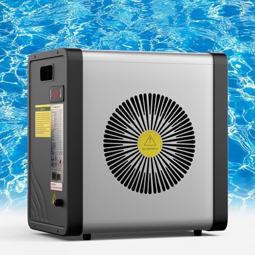 SUNYRISY Pool Wärmepumpe, 5 kW COP 5,5 Poolheizung Elektrisch für Aufstellpools bis zu 20 m³, 17,060 BTU, Mini Pool Heater System für Aufstellpools, Leise, Tragbare Kleine Größe