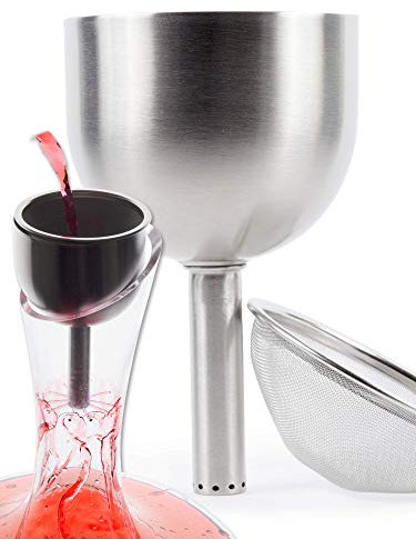 Plaisir de la Cave 3in1 Steel Funnel with Strainer (Wine Shower + Aerator + Filter) - Improves Wine & Clears Residues