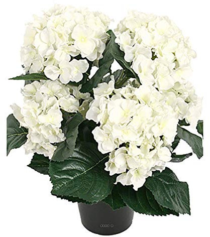 Artificielles.com - Hortensia en pot artificiel lesté H 40 cm 5 superbes têtes Crème - couleur: Crème