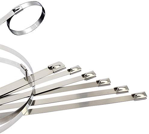 [50 Stück] Premium Edelstahl Kabelbinder Hochwertige SS304 Marine Grade Metall Kabelbinder-Selbstsichernde Edelstahl Kabelbinder Ermöglicht Eine Schnelle Installation - 350mm x 4,6mm