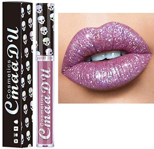 Allbesta 8 Farben Diamond Glitter Shimmer Lip Gloss Skull Liquid Lippenstift Metallic Matte Glossy Langlebig Make-up