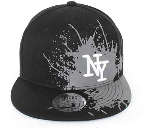 New Boy Girl NY New York süße Unisex Schwester Bruder Kindercap Hai Tiger Adler Prince Kinder Cap Snapback und Mütze 49-56cm Kopfumfang (One Size, Plash-BLK-Gry)