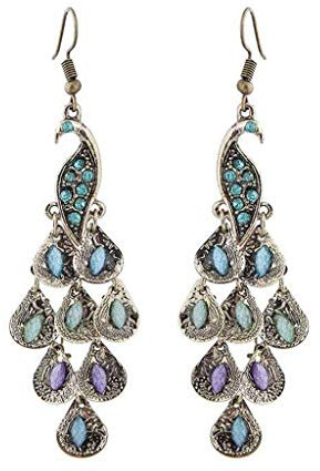 Carry stone Vintage Boho Style Pfau geometrische Anhänger Haken Ohrringe Schmuck für Mädchen Mädchen langlebig und praktisch