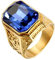 PAURO Herren Edelstahl Jahrgang Hochzeit Versprechen Zirkonia Ring mit Großem Stein Gold hellblau Größe 62 (19.7)