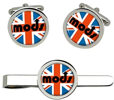 Giftshop UK Mods Union Jack Manschettenknöpfe und Krawatte Clip Set
