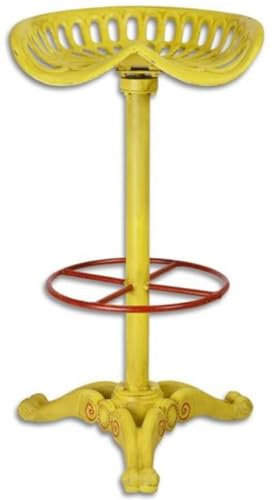 Casa Padrino Art Nouveau bar stool yellow/red H. 77 cm - Cast iron bar stool in rustic industrial design - Garden & Patio Furniture