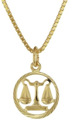 trendor Kinder Sternzeichen Waage 333 Gold + goldplattierte Kette Tierkreiszeichen, liebevoller Halsschmuck für Mädchen und Jungen, Geschenkidee, 75990-10