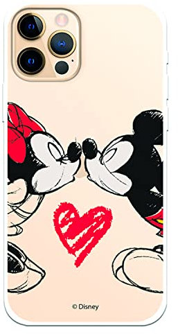 Schutzhülle für iPhone 12-12 Pro, offizielle Disney-Klassiker Mickey und Minnie Kuss zum Schutz Ihres Handys. Flexible Silikonhülle mit offizieller Disney-Lizenz
