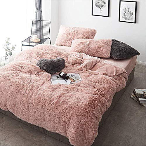 Sacebeleu Kissenbezug 80x80cm 2er Set Plüsch Biber Flanell Flauschig Zierkissenbezug Kissenhülle Doppelpack Altrosa Rosa Winter Kopfkissenbezug
