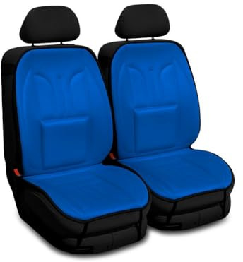 Saferide Autositzbezüge Universal Sitzauflage Autositzmatte Auto Sitzbezüge kompatibel mit Kia Rio Polyester Autoschonbezüge Blau Vorne 1+1
