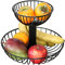bremermann Obst Etagere, Obstschale, Drahtkorb rund, Ø ca. 18 und 30 cm, schwarz matt
