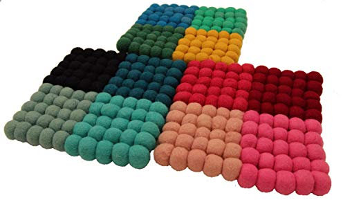 Maharanis Fairtrade 3er Set Filz Untersetzer Topf Untersetzer quadratisch 22 x 22 cm