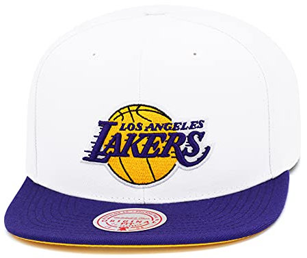Mitchell & Ness Los Angeles Lakers Snapback Hat - White/Purple/Yellow - LA Lakers Cap, Weiß, Lila, Gelb, Einheitsgröße