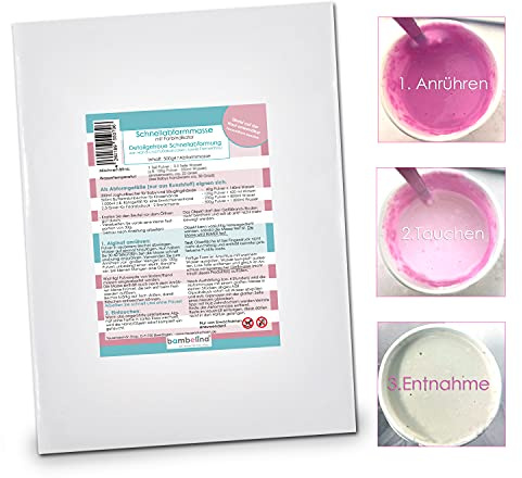 bambelina® Abformmasse mit Farbindikator, Alginat für 3D Abdrücke, 900g, tausendfach bewährte Schnellabformmasse für Handabdruck, Fußabdruck oder Abdrücke von Gegenständen die nicht saugend sind