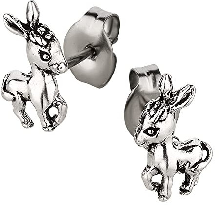 Ohrstecker Ohrringe Esel Silber 925 Sterling als Ohrschmuck mit kleiner Schmuckbox - 7K - Schmuck Geschenke für Damen, Mädchen, Jungen, Kinder und Herren