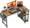 CubiCubi Schreibtisch mit Regalen, Kleiner L-förmiger Eckschreibtisch mit Ablagefächern, Schreibtisch für Heimbüro Kleiner Raum, Umkehrbarer Computertisch Gaming Tisch, 100cm Braun