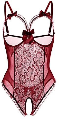 Voqeen Kvinnor Sexiga Underkläder Erotisk Bodysuit Spets Underkläder Exotiska Träningsoverall Öppen Ring Babydoll Underkläder Outfit Perspektiv Pyjamas Bekväm Sovkläder Kostym
