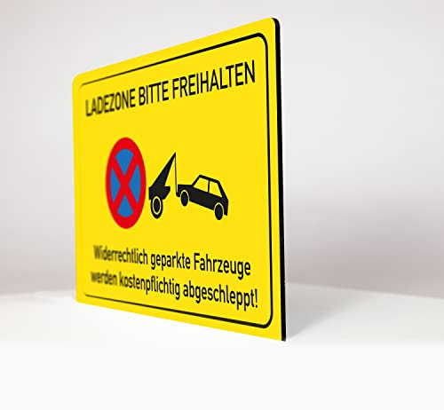 Ladezone bitte freihalten - Schild - gelb - 4 mm Alu Verbundplatte (30 x 20 cm)
