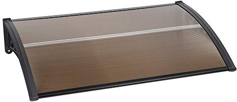 Marquesina Puerta Exterior de Hogares de Puerta y Ventana de aplicación Cubierta de la Lluvia Aleros Junta y Holder al Aire Libre Canopy Toldo,80*120 cm marrón