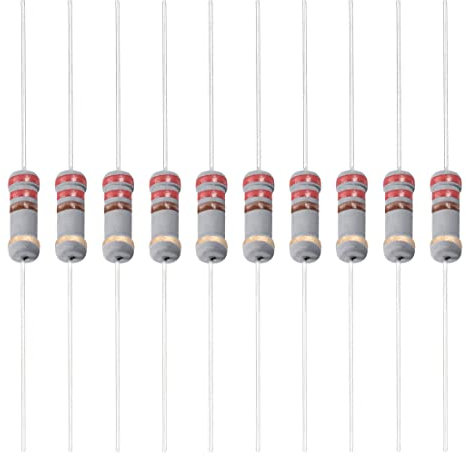YOKIVE 100Stk Kohlenstoff Schichtwiderstand 1W 220 Ohm 5% Toleranzen Widerstand Gut für Basteln Elektronisch Projekte (4 Farbe Band 2.36x0.14)