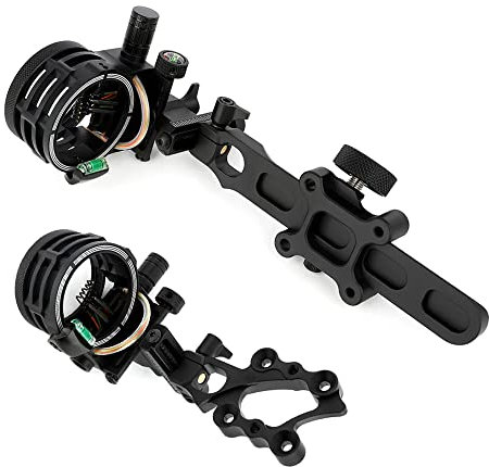 SHARROW Bogenschießen Bogenvisier für Compoundbogen 5 Pin Bogen Visier Micro Einstellbar Jagdvisier mit 4X 6X 8X Linse Verfügbares (Langen Stange, Visier mit 8X Linse)