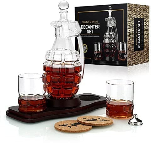 Whiskey Decanter Set - Includes 2 Whisky Glasses, Perfect for Dad, Husband, Boyfriend, or Step Dad Gifts - Bar & Home Accessories