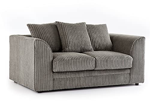 New Luxor Grey 2 Seater Soft Jumbo Cord Sofa | Soft 2 Seater Luxury Jumbo Cord Settee