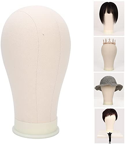 Ausla Segeltuch Perückenkopf Schaufensterpuppe Kopf Modellkopf Kopf styropor professioneller Kahlkopf mit Einer Klemme und T-Nadel Pins (21 Zoll)