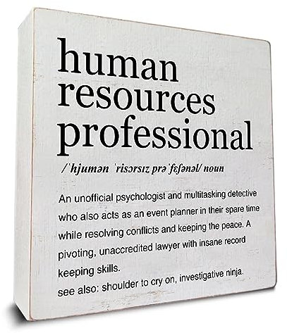 HR Gifts Human Resources Professionelle Definition Kunst Holzkiste Schild Rustikale Human Resources Schreibtisch Dekoratives Holzschild Home Office Dekor für Tischregal 12,7 x 12,7 cm
