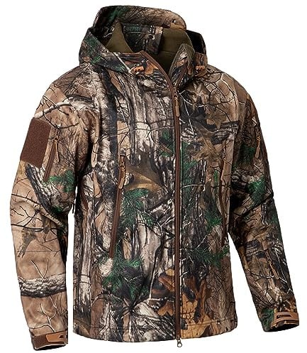 CARWORNIC Herren Outdoor Wasserdicht Soft Shell Hooded Tactical Jacke Warm Fleece Militär Wandern Jacke