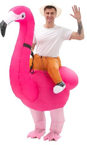 SHMIZZ Costume Gonflable Adulte, Déguisement Gonflable, Déguisements Halloween Costumes Carnaval Vêtements Gonflables Fancy Dress Cosplay Outfit (Flamant)
