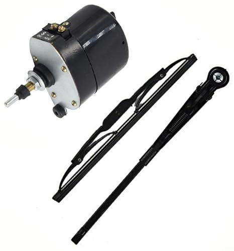 FUBESK Universal-Scheibenwischermotor, 12 V, Schwarz, kompatibel mit Fischerboot, Wohnwagen, Traktor, 01287358, 7731000001, 0390506510 (Motor + Wischer)