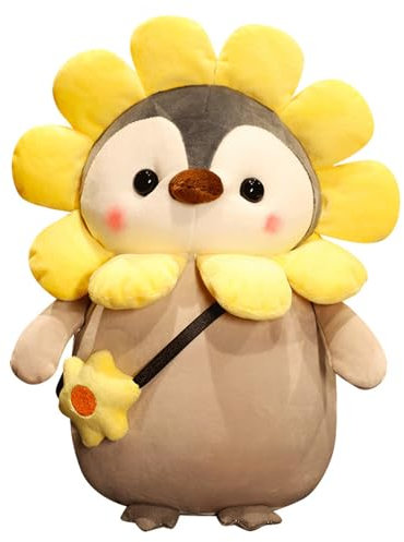 Herfair Süße Plüsch Sonnenblume Pinguin Stofftier Puppe Pinguin Kuscheltier issen Geschenk für Mädchen, Jungen & Babys Kawaii Stofftier Plüschkissen (25cm)