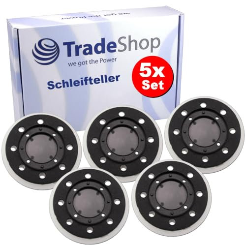 Trade-Shop Lot de 5 plateaux de ponçage fermeture auto-agrippante 125 mm compatible avec Festool ST-STF 125/8-M4-J W-HT, 492280 / ponceuse excentrique de rechange